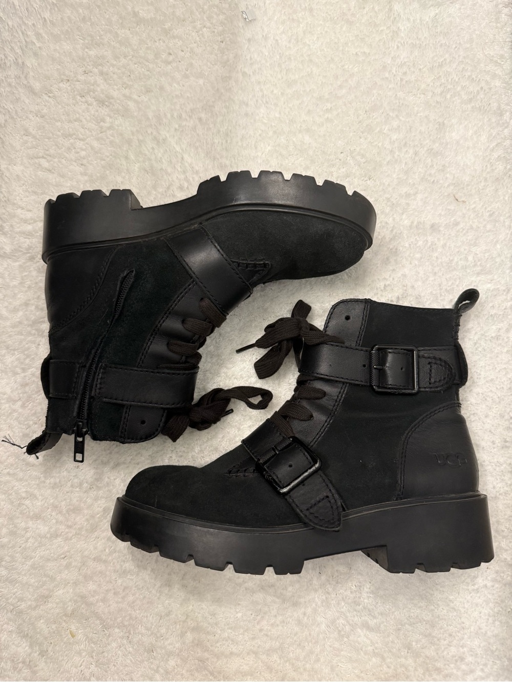 UGG Women's Black Chunky Lug-Sole Ankle Boots